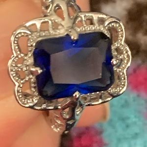 Simulated sapphire size 7 ring